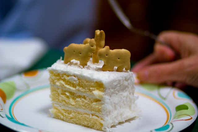animal crackers on a cake