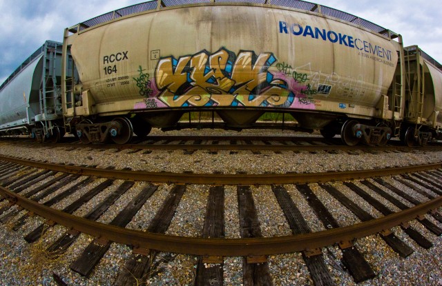 fish eye train bubble graffiti