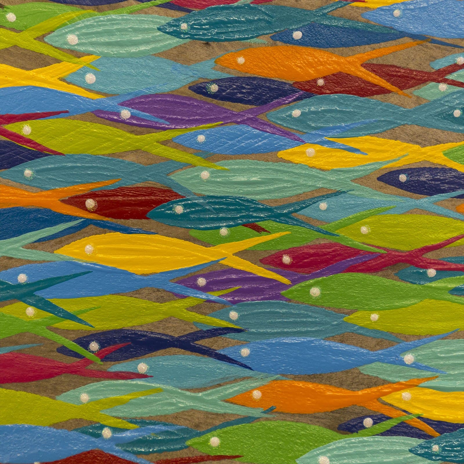 Fish-like forms repeating across a surface.