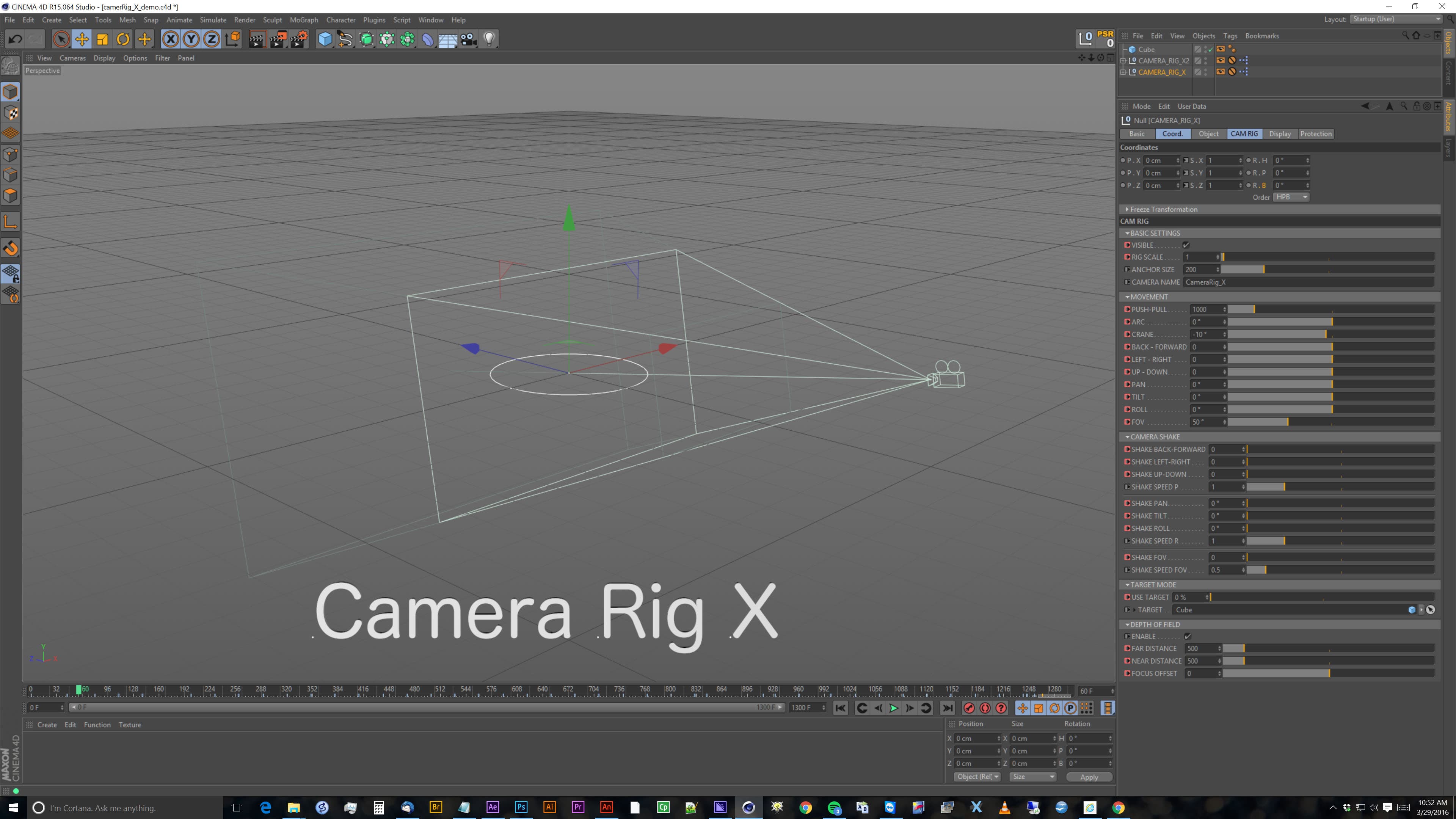 Screenshot of the historical Cinema 4D camera rig controls.