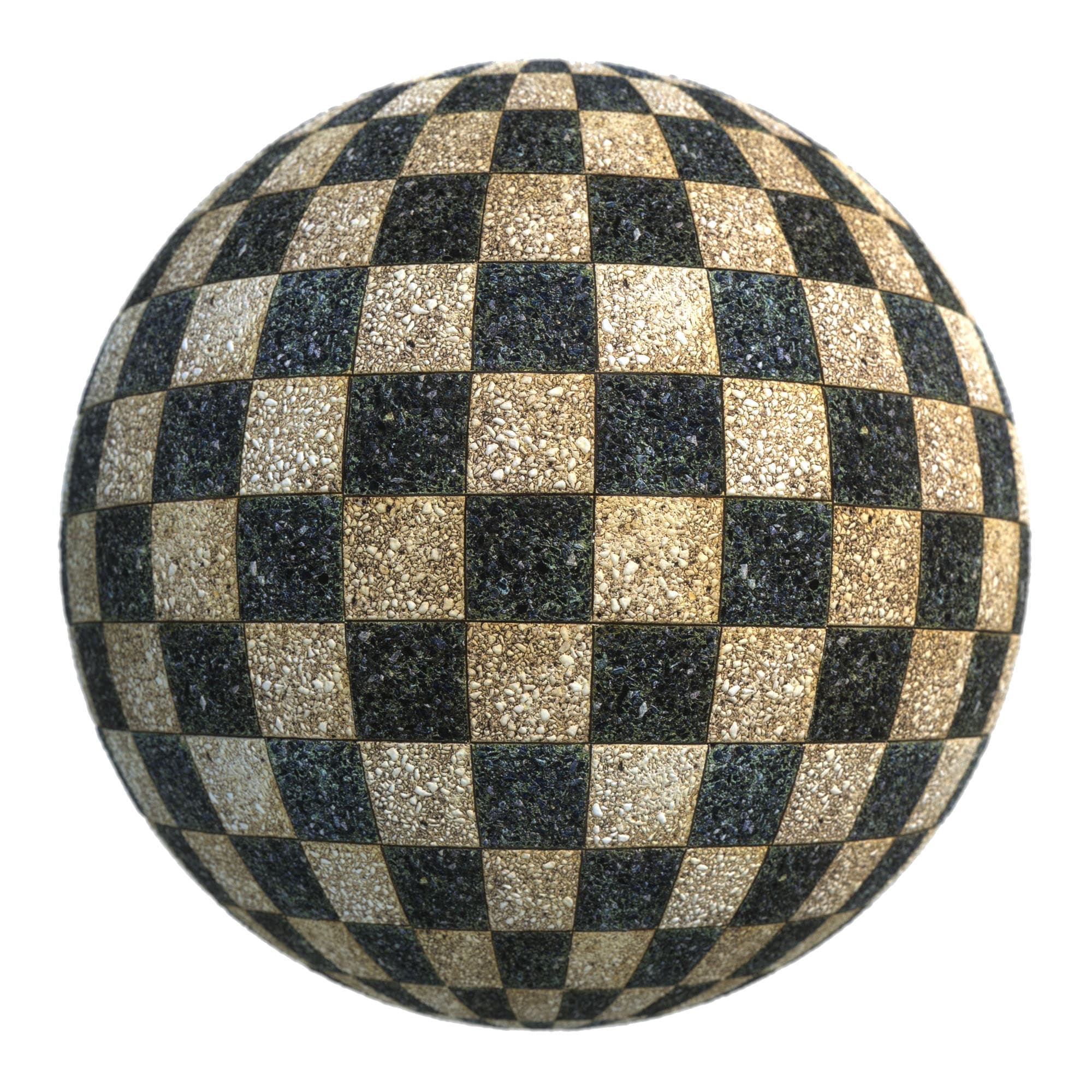 Checkerboard Surface material applied to a rendered sphere.