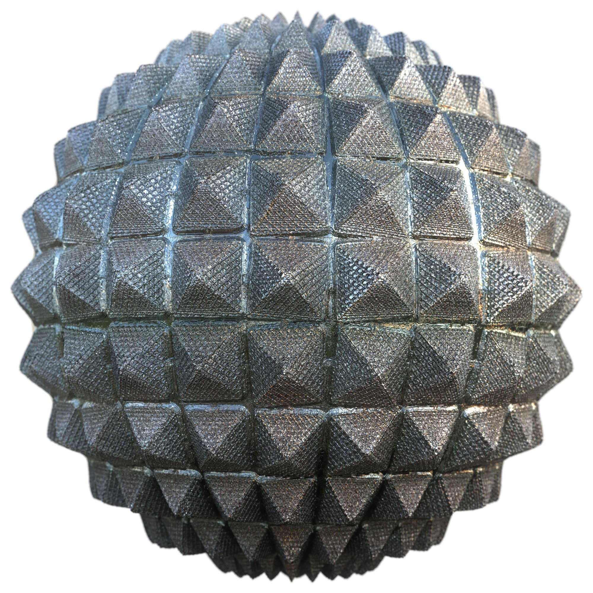Diamond Studded Metal material applied to a rendered sphere.