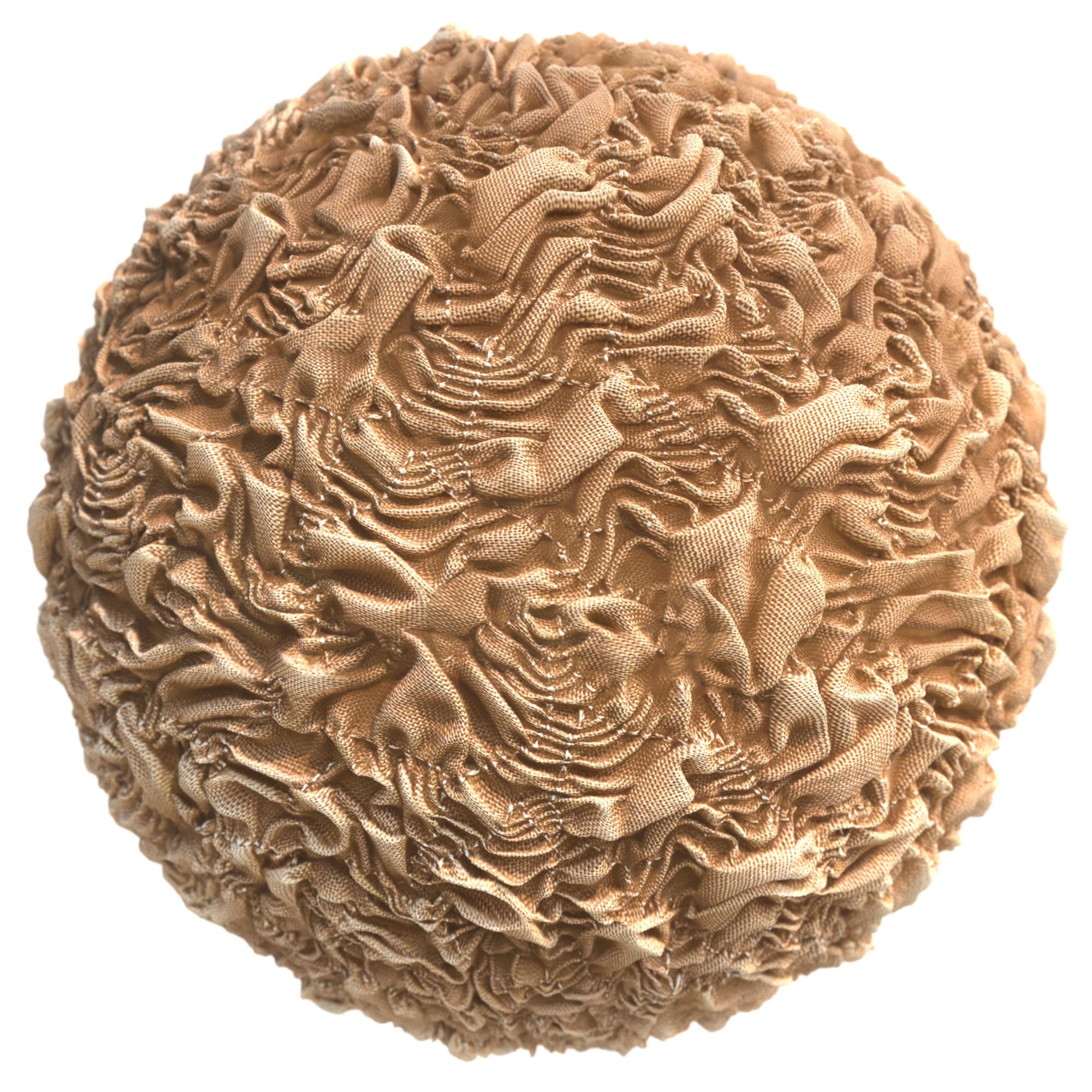 Fabric Folds material applied to a rendered sphere.