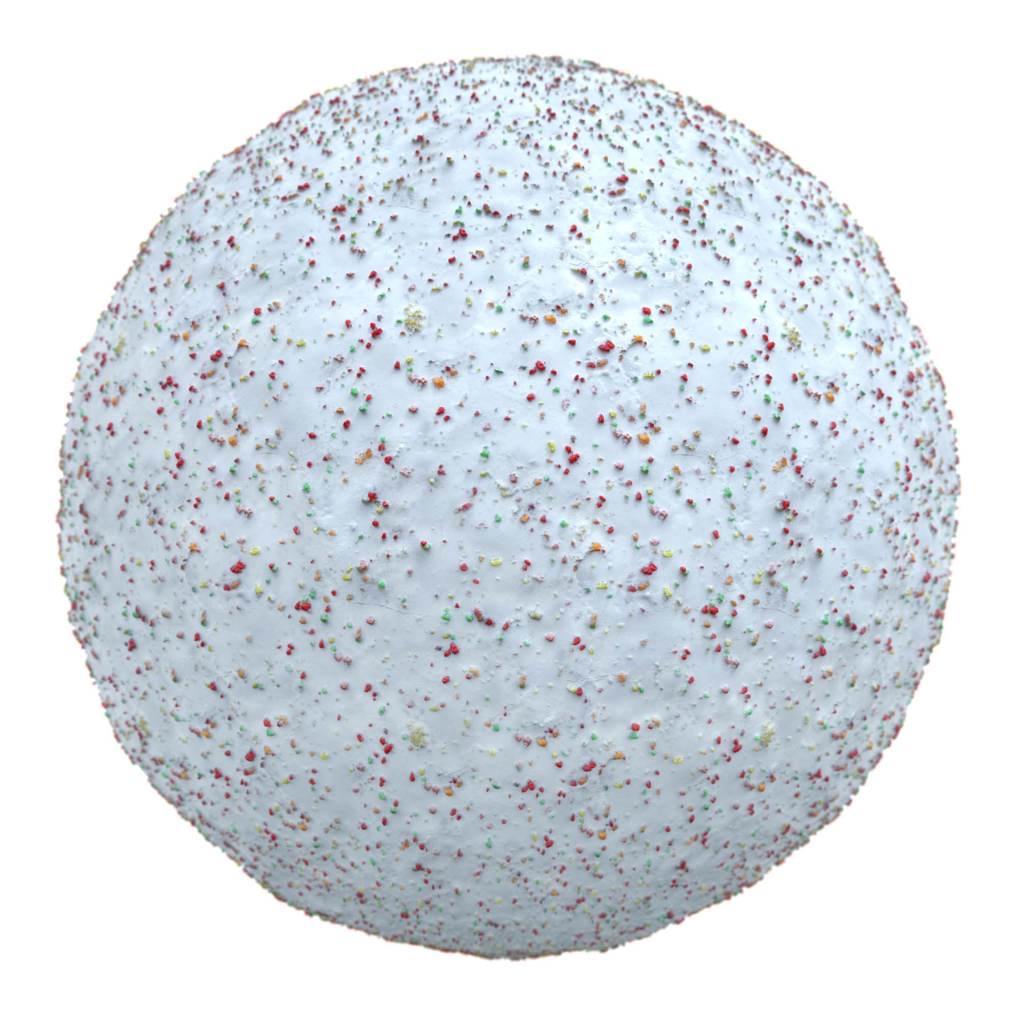 Frosting with Sprinkles material applied to a rendered sphere.