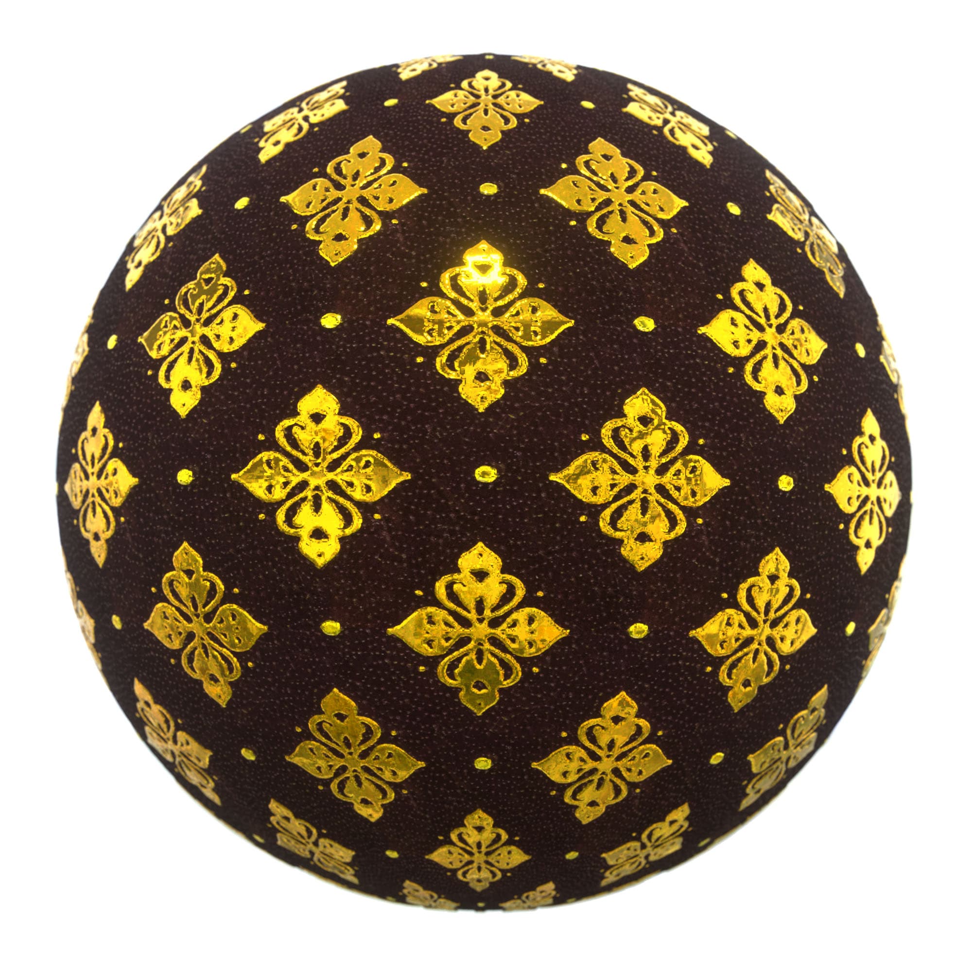 Gold Flourish Wallpaper material applied to a rendered sphere.