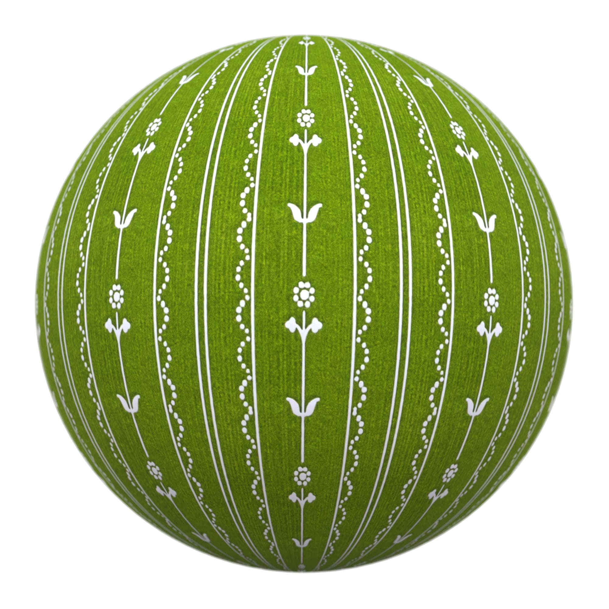 Green Flower Wallpaper material applied to a rendered sphere.