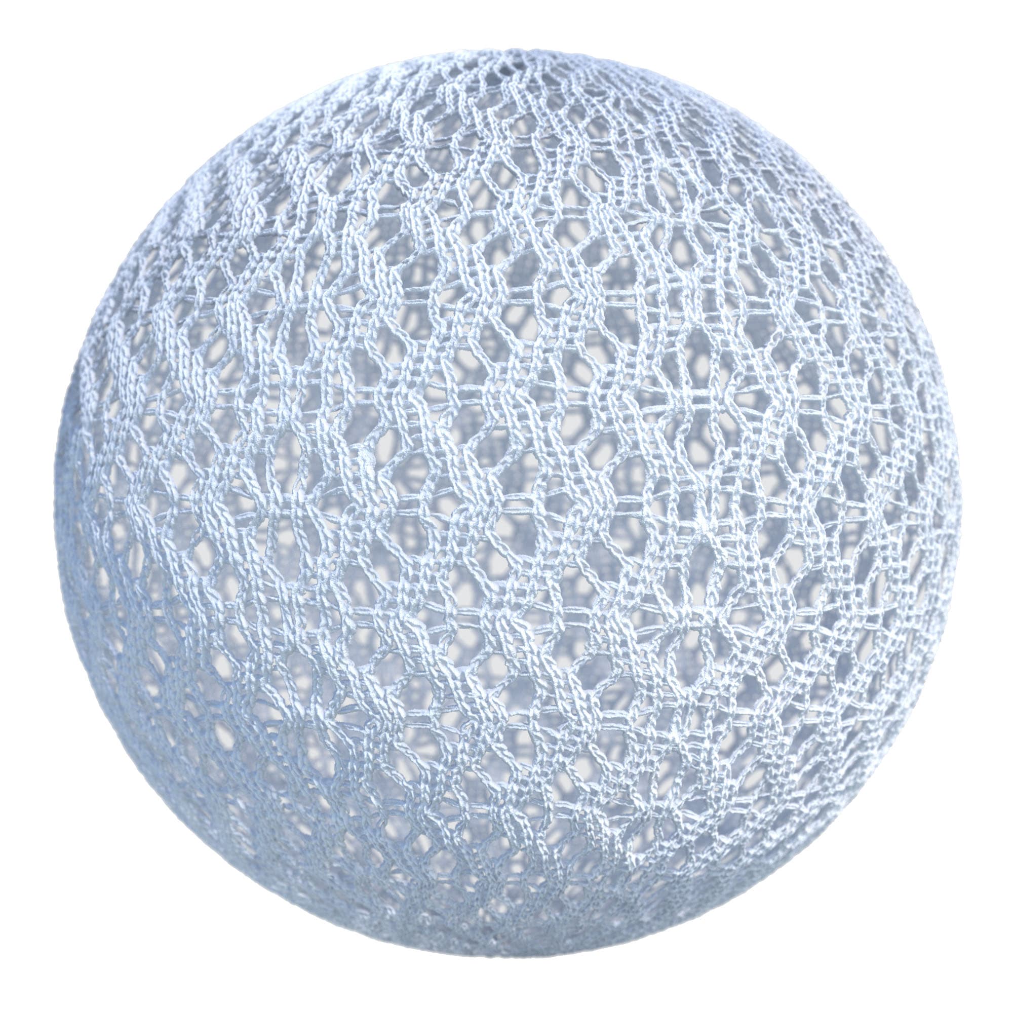 Knitting material applied to a rendered sphere.