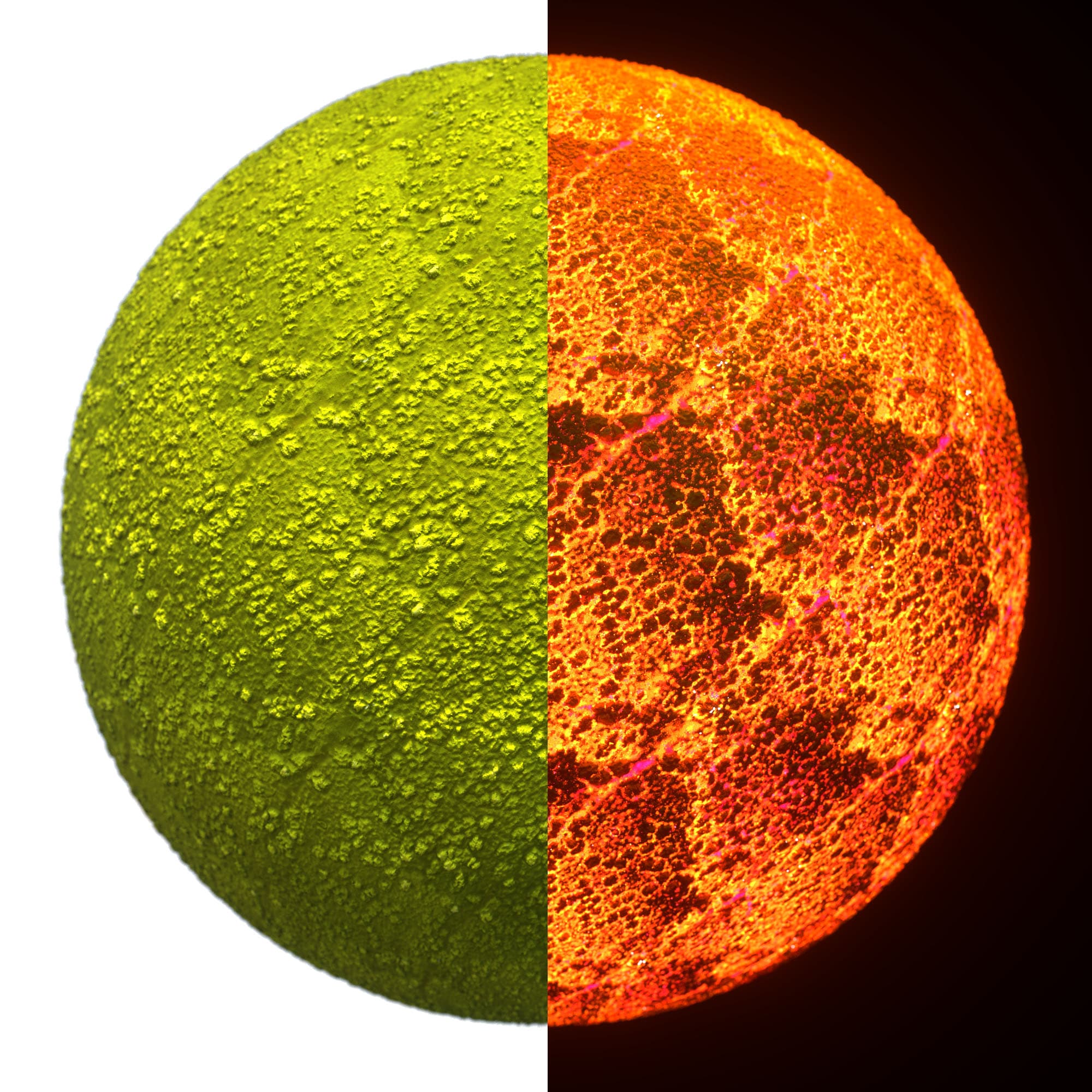 Lizard Skin material applied to a rendered sphere.