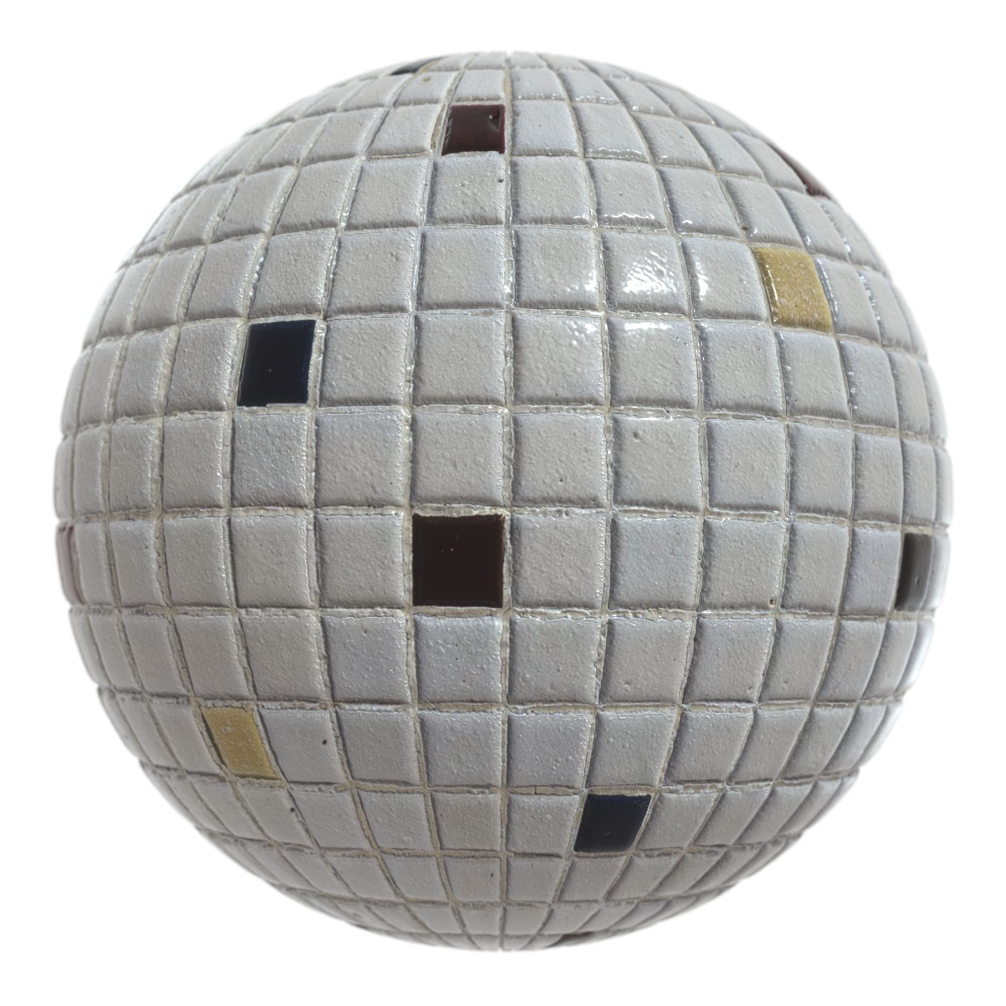 Subway Tile material applied to a rendered sphere.