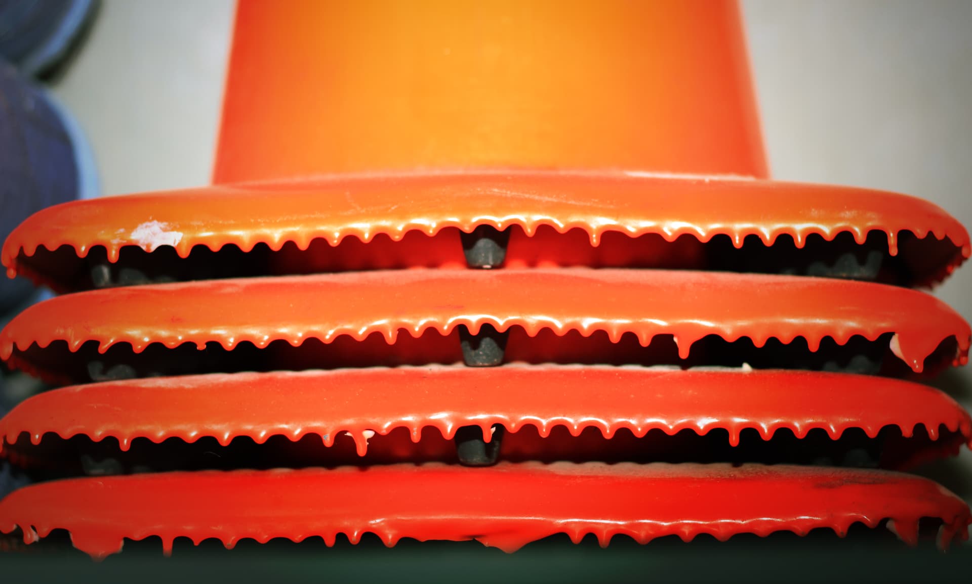Traffic cone along the travel route.