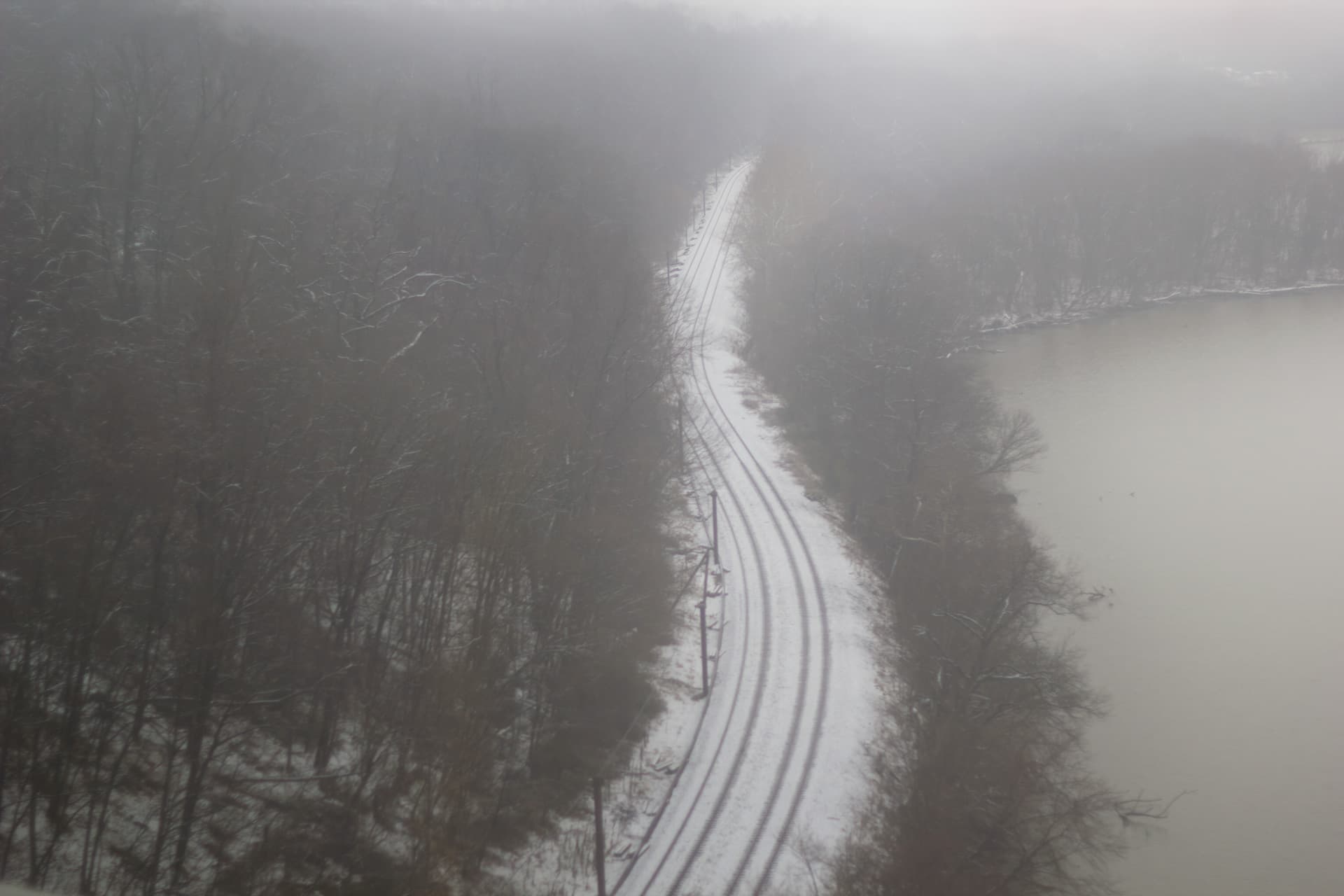 Railroad landscape in snow.