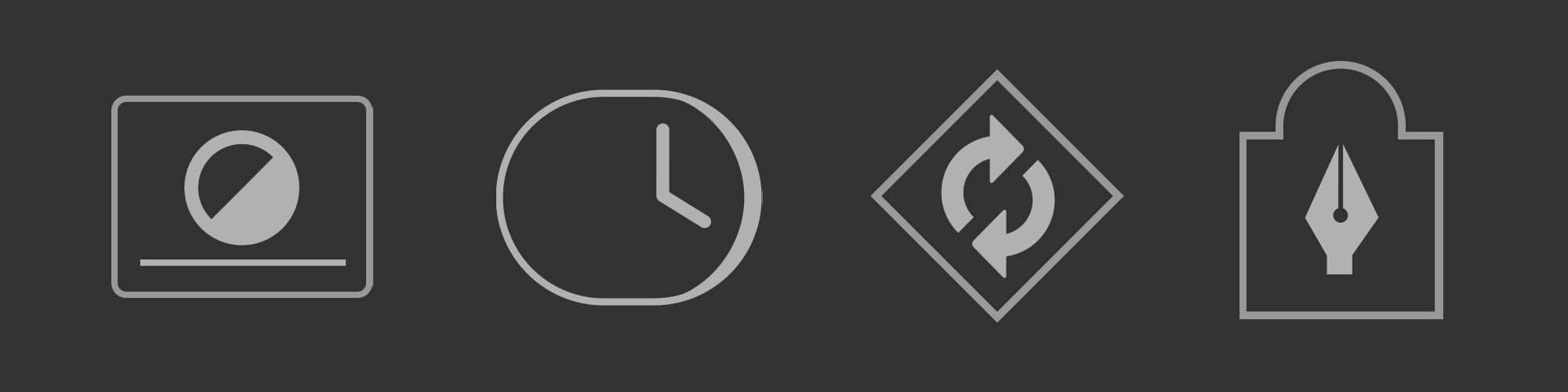 A grid preview of Deven's monochrome kBar icon artwork.