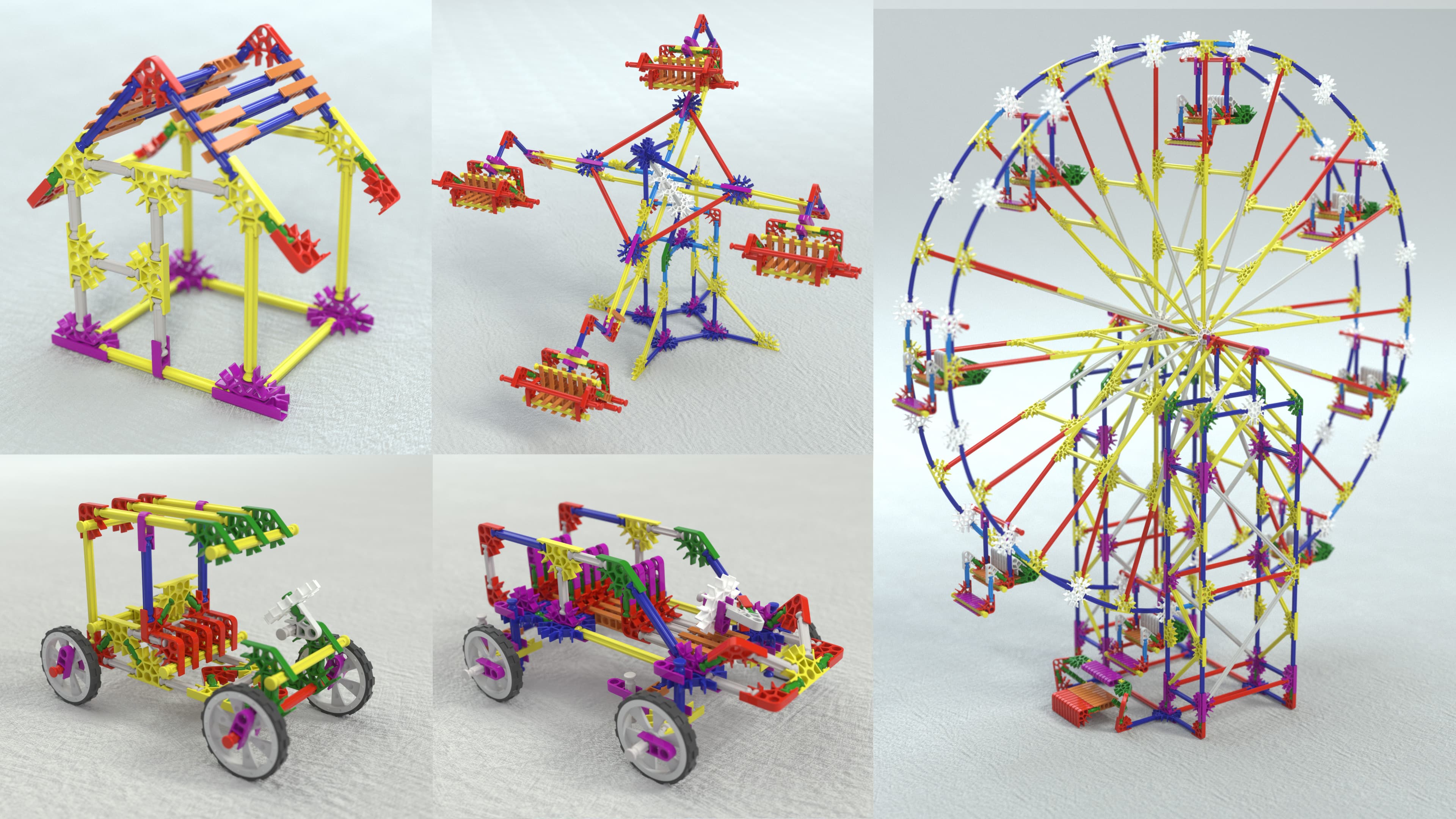 Preview grid of the K'nex 3D models and Cinema 4D scenes in the archive.