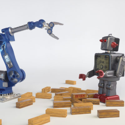 robots playing jenga
